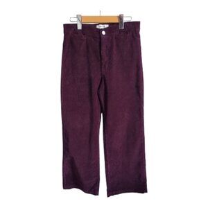 Madewell "The Wide Leg Pant" Corduroy Dark Pomegranate Size 28P